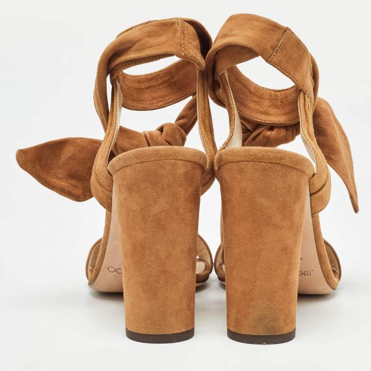 Pre Owned Jimmy Choo Brown Suede Ankle Strap Sandals Size 38