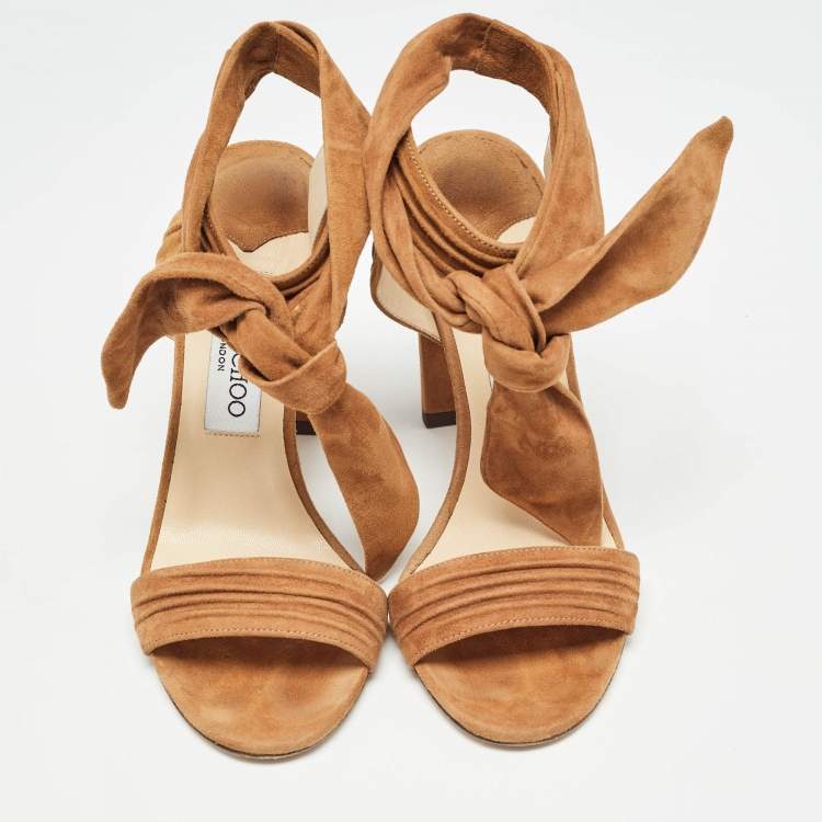 Pre Owned Jimmy Choo Brown Suede Ankle Strap Sandals Size 38