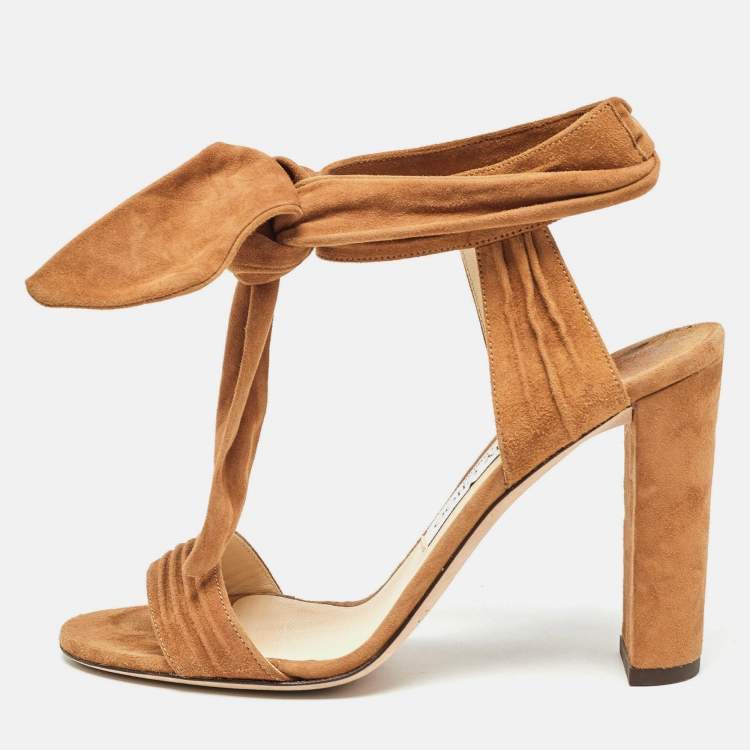 Pre Owned Jimmy Choo Brown Suede Ankle Strap Sandals Size 38