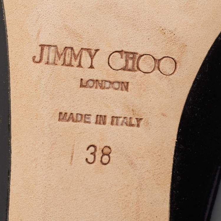 Pre Owned Jimmy Choo Black Patent Allure Pointed Toe Pumps Size 38