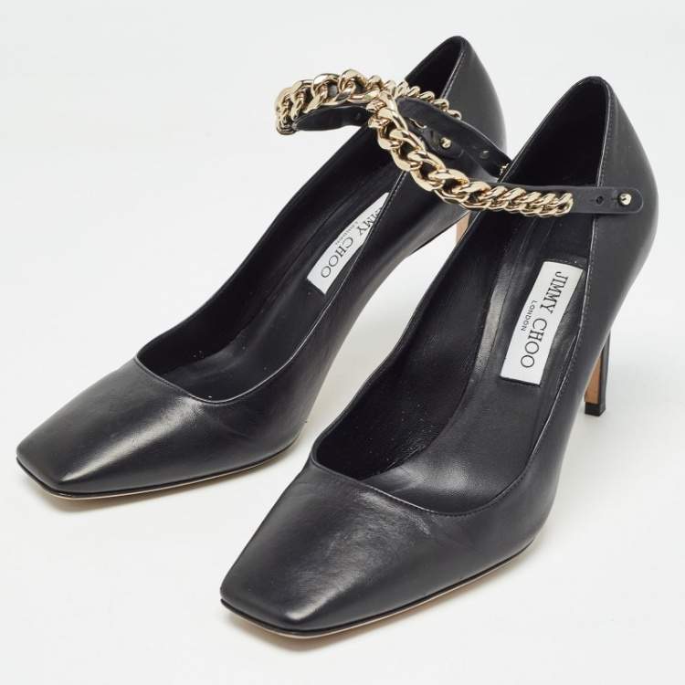 Pre Owned Jimmy Choo Black Leather Malva Pumps Size 41
