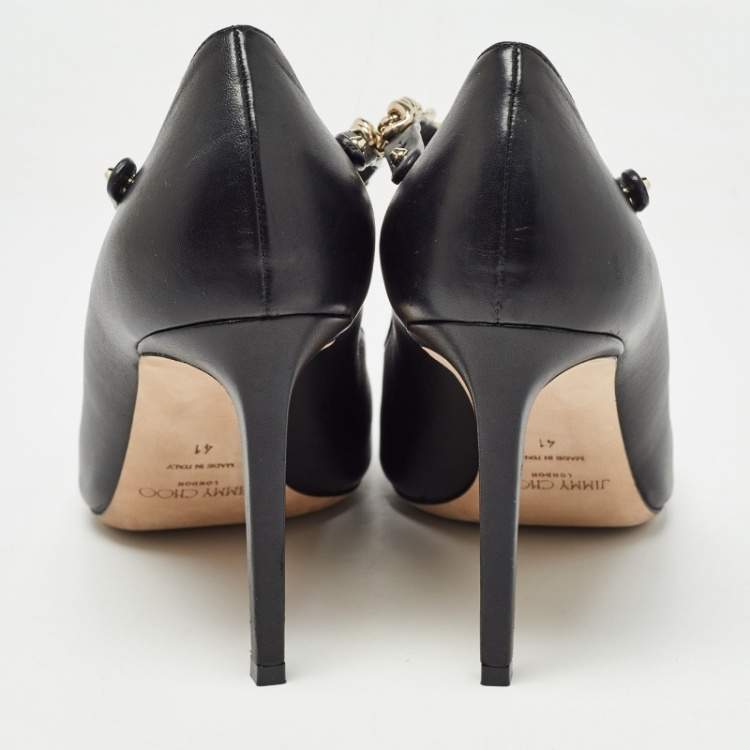 Pre Owned Jimmy Choo Black Leather Malva Pumps Size 41