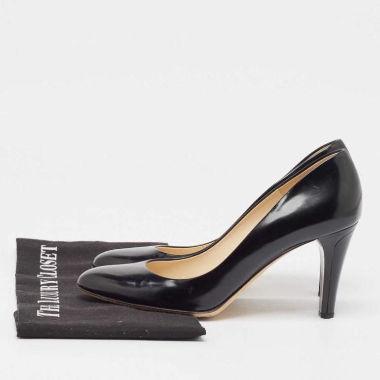 Pre Owned Jimmy Choo Black Leather Bridget Pumps Size 38