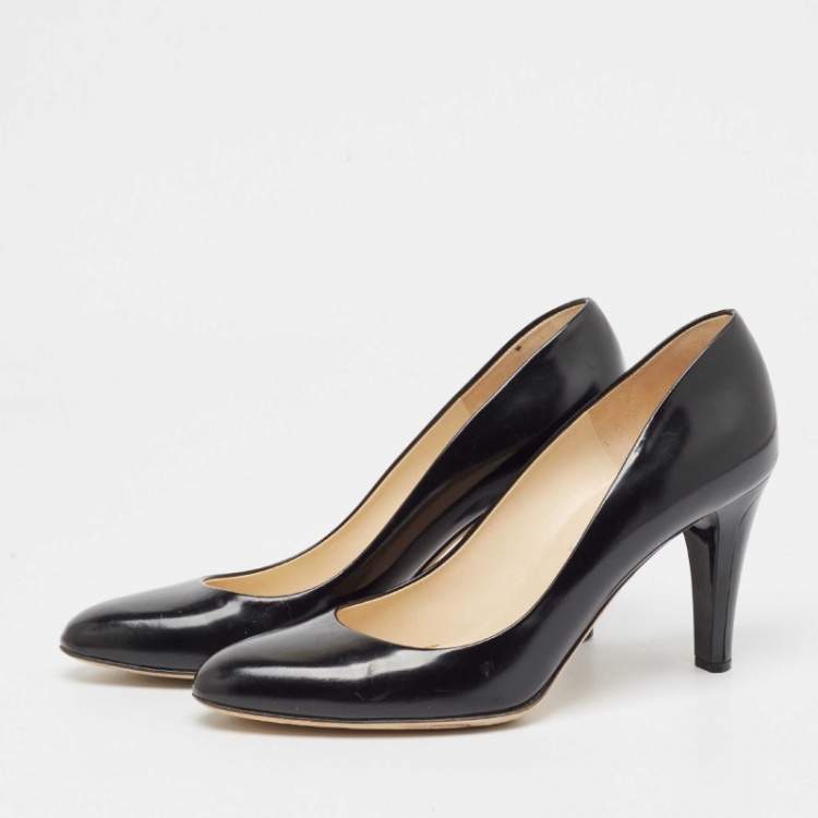 Pre Owned Jimmy Choo Black Leather Bridget Pumps Size 38