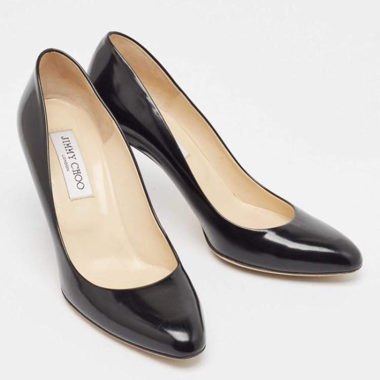 Pre Owned Jimmy Choo Black Leather Bridget Pumps Size 38