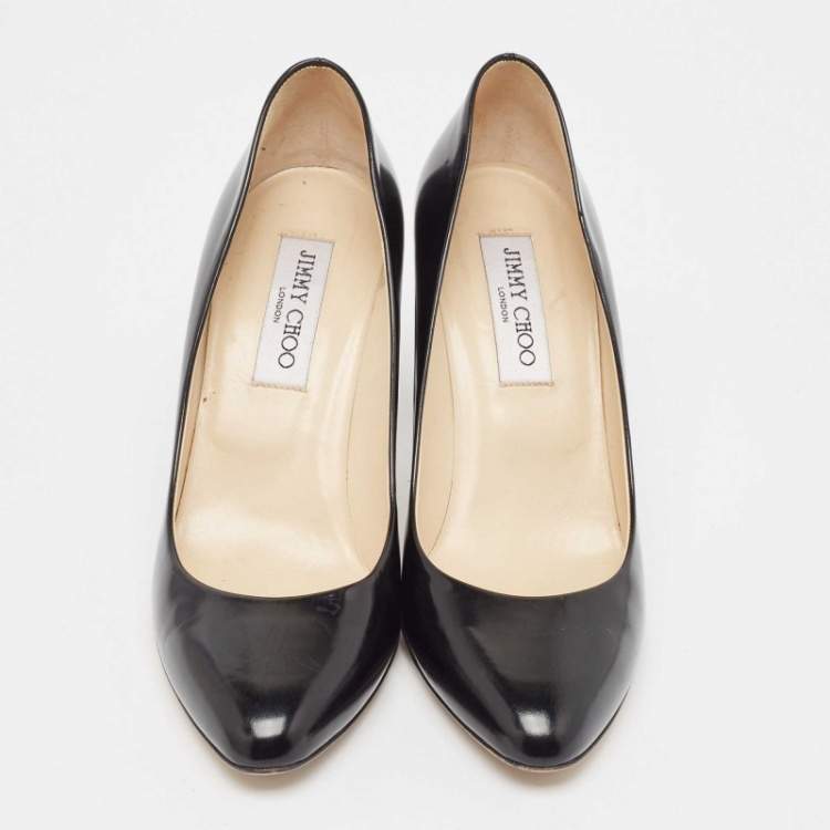 Pre Owned Jimmy Choo Black Leather Bridget Pumps Size 38