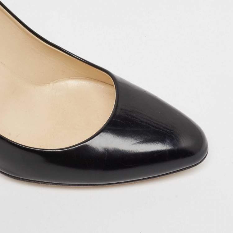 Pre Owned Jimmy Choo Black Leather Bridget Pumps Size 38