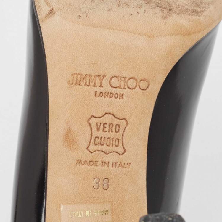 Pre Owned Jimmy Choo Black Leather Bridget Pumps Size 38