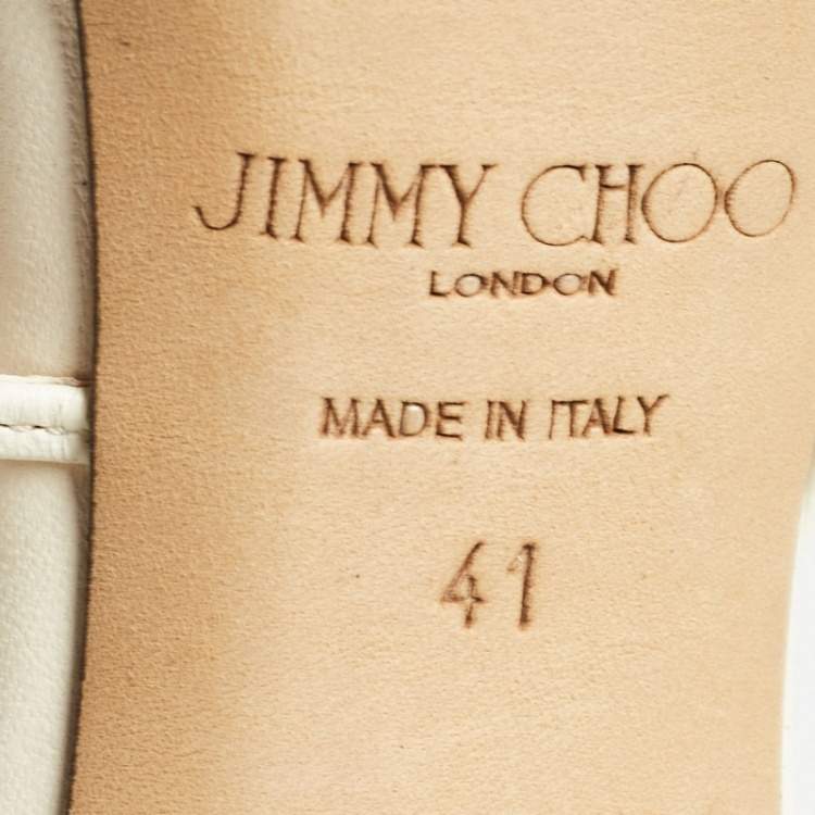 مملوكة مسبقًا Jimmy Choo White Leather Sheldon Cage Pumps Size 41