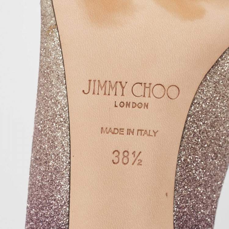 Pre Owned Jimmy Choo Ombre Purple/Silver Glitter Romy Pumps Size 38.5