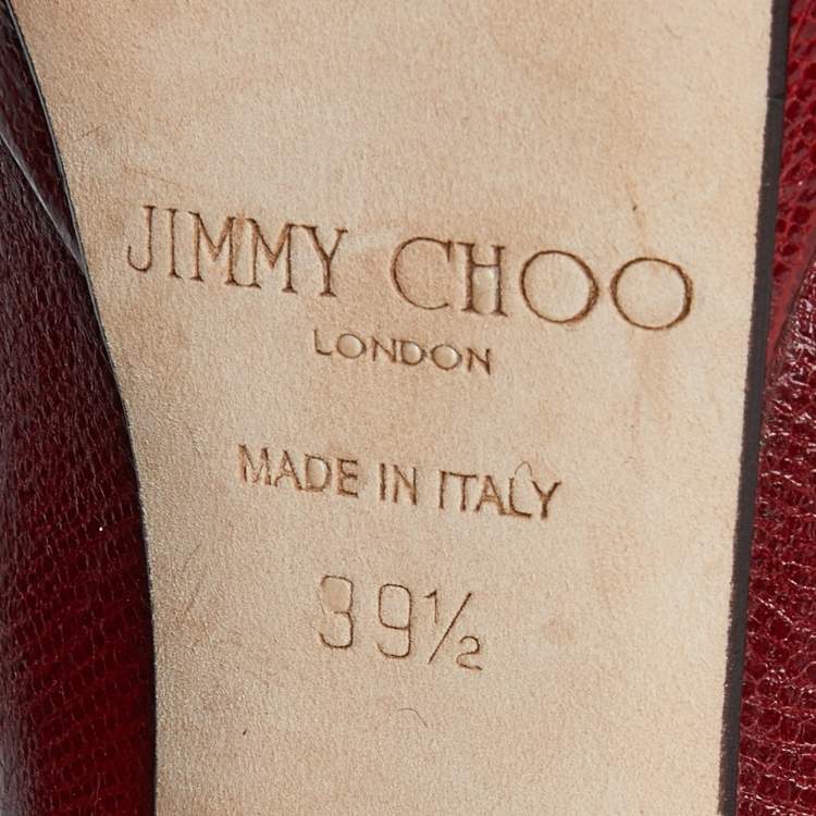 Pre Owned Jimmy Choo Red Lizard Embossed Leather Cosmic Pumps Size 39.5