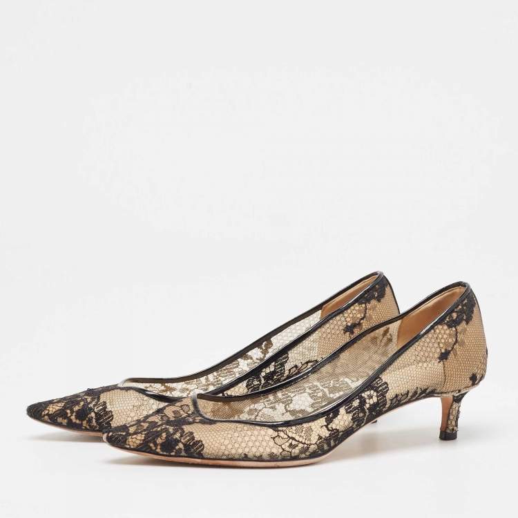 Pre Owned Jimmy Choo Black Lace Romy Pumps Size 37
