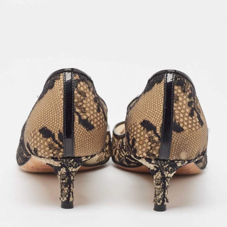 Pre Owned Jimmy Choo Black Lace Romy Pumps Size 37