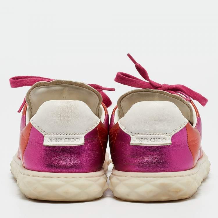 Pre Owned Jimmy Choo Multicolor Leather Diamond Sneakers Size 42