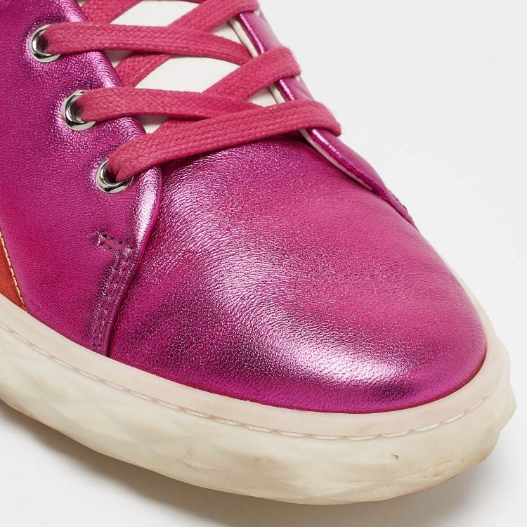 Pre Owned Jimmy Choo Multicolor Leather Diamond Sneakers Size 42