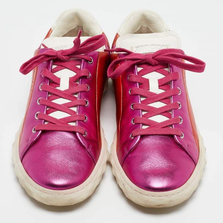 Pre Owned Jimmy Choo Multicolor Leather Diamond Sneakers Size 42