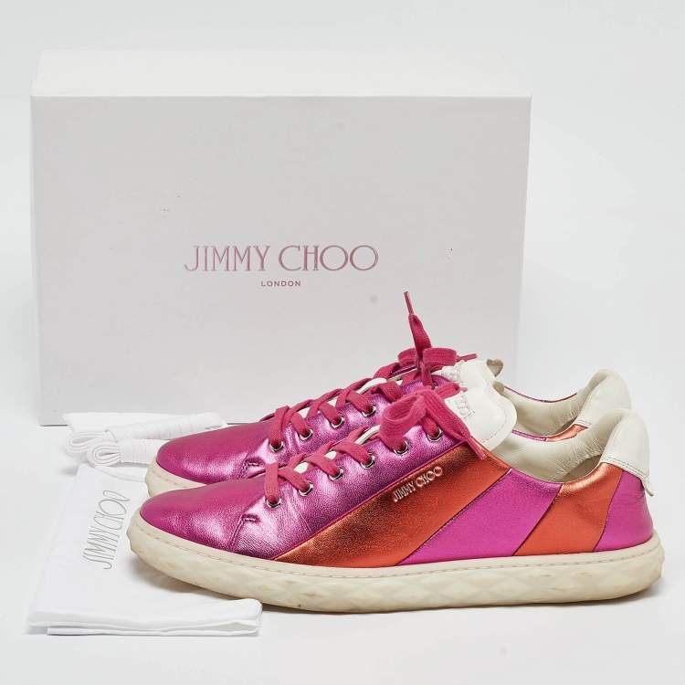 Pre Owned Jimmy Choo Multicolor Leather Diamond Sneakers Size 42