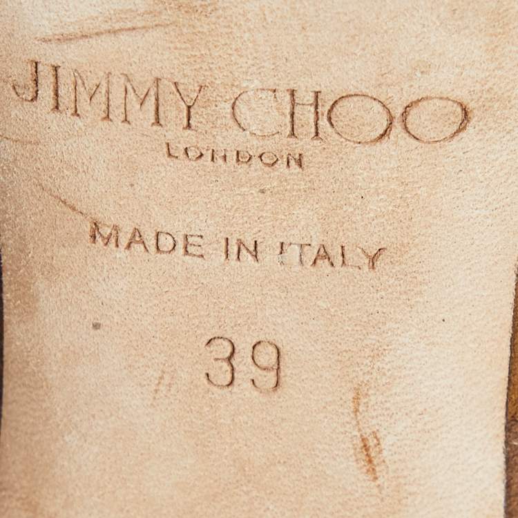 Pre Owned Jimmy Choo Brown Suede Block Heel Ankle Wrap Sandals Size 39