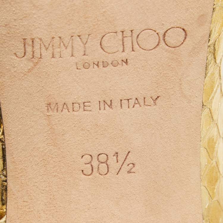 Pre Owned Jimmy Choo Gold Embossed Python Sadira Pumps Size 38.5