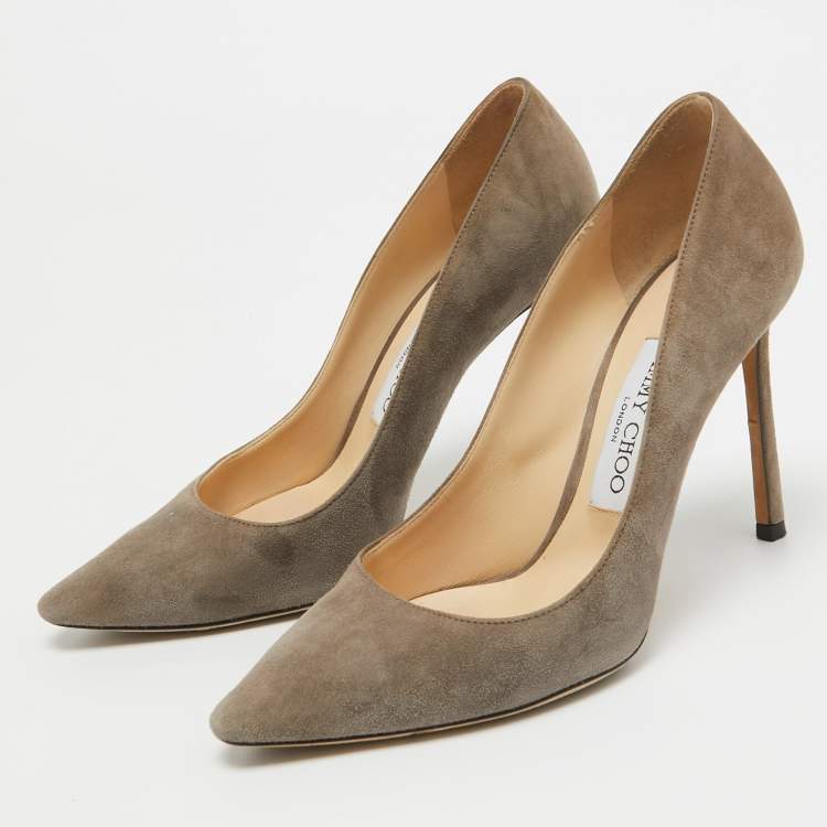Pre Owned Jimmy Choo Grey Suede Romy Pumps Size 35.5