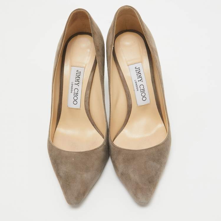 Pre Owned Jimmy Choo Grey Suede Romy Pumps Size 35.5