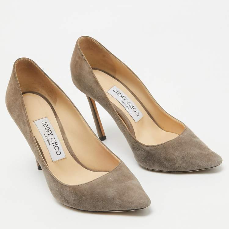 Pre Owned Jimmy Choo Grey Suede Romy Pumps Size 35.5