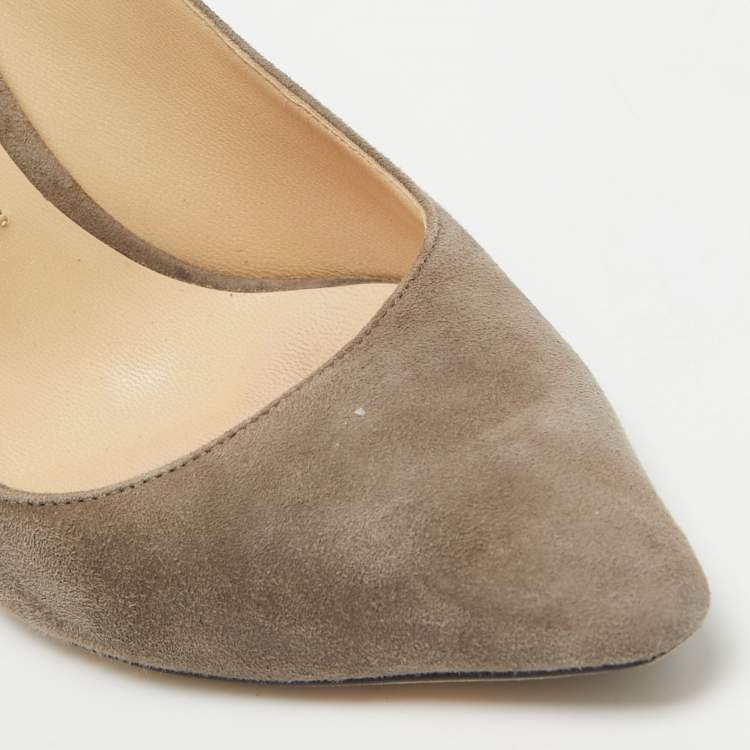 Pre Owned Jimmy Choo Grey Suede Romy Pumps Size 35.5