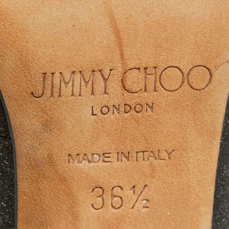Pre Owned Jimmy Choo Black Glitter Sophia Pumps Size 36.5