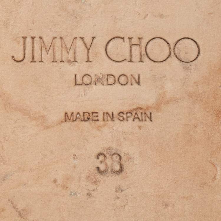 Pre Owned Jimmy Choo Gold Croc Embossed Leather Jynx Flat Mules Size 38