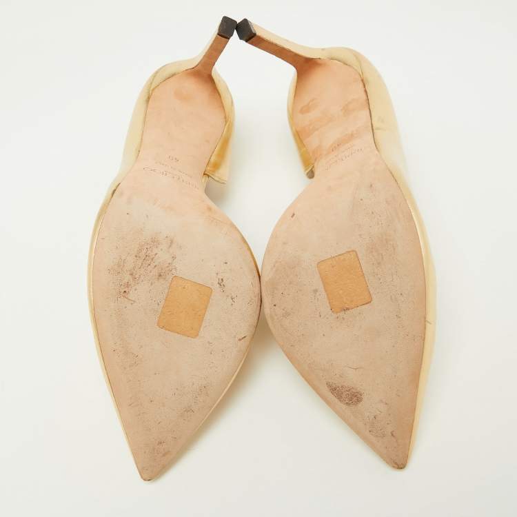 Pre Owned Jimmy Choo Gold Leather Sadira D'orsay Pumps Size 40
