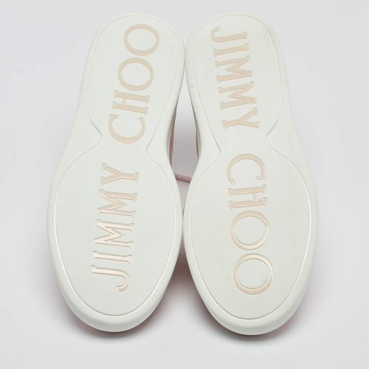 Pre Owned Jimmy Choo Pink Leather Antibes Sneakers Size 38