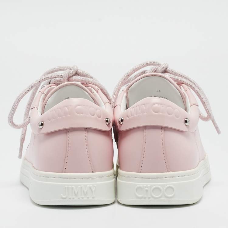 Pre Owned Jimmy Choo Pink Leather Antibes Sneakers Size 38