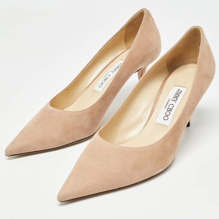 Pre Owned Jimmy Choo Light Pink Suede Love Pumps Size 38