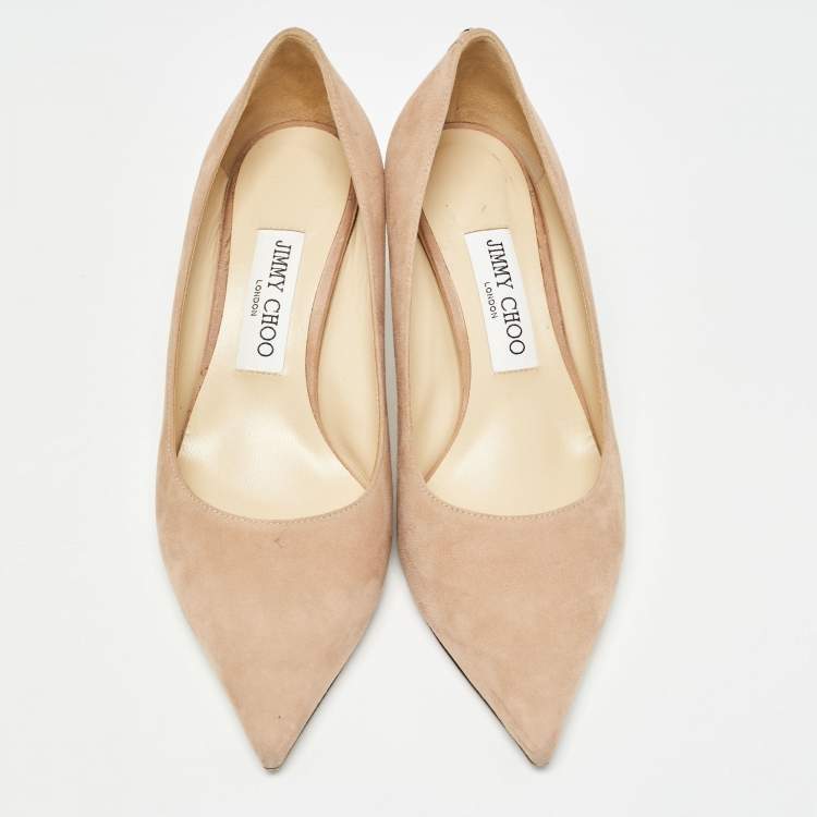 Pre Owned Jimmy Choo Light Pink Suede Love Pumps Size 38