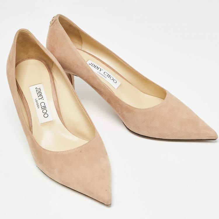 Pre Owned Jimmy Choo Light Pink Suede Love Pumps Size 38