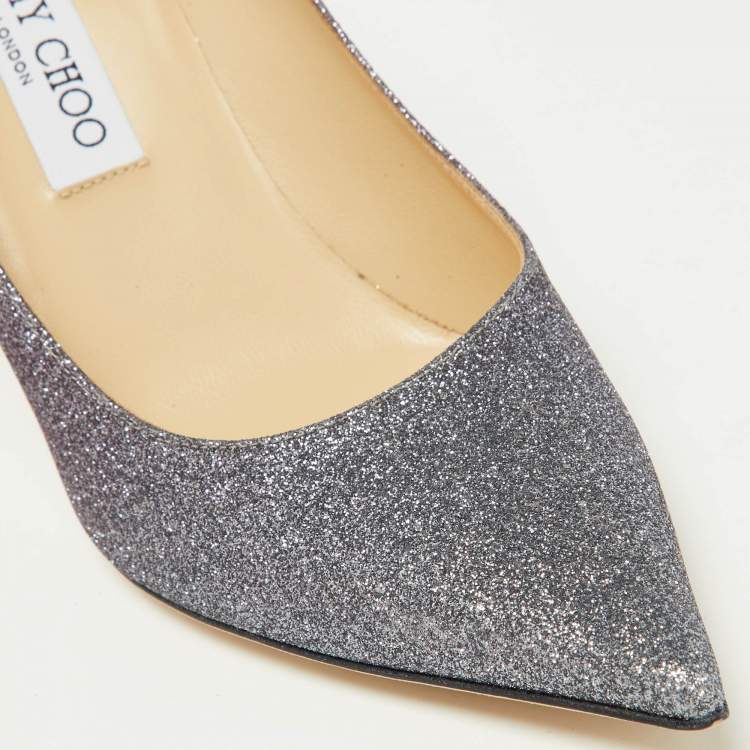 مملوكة مسبقًا Jimmy Choo Purple Coarse Glitter Romy Pumps Size 39.5