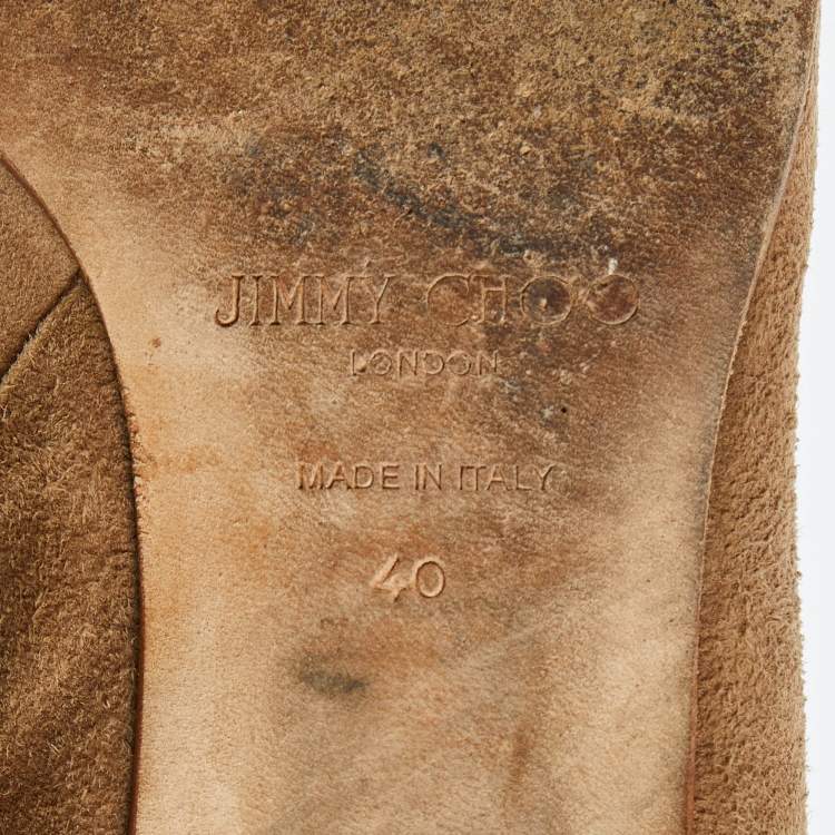 Pre Owned Jimmy Choo Brown Suede Over The Knee Length Boots Size 40