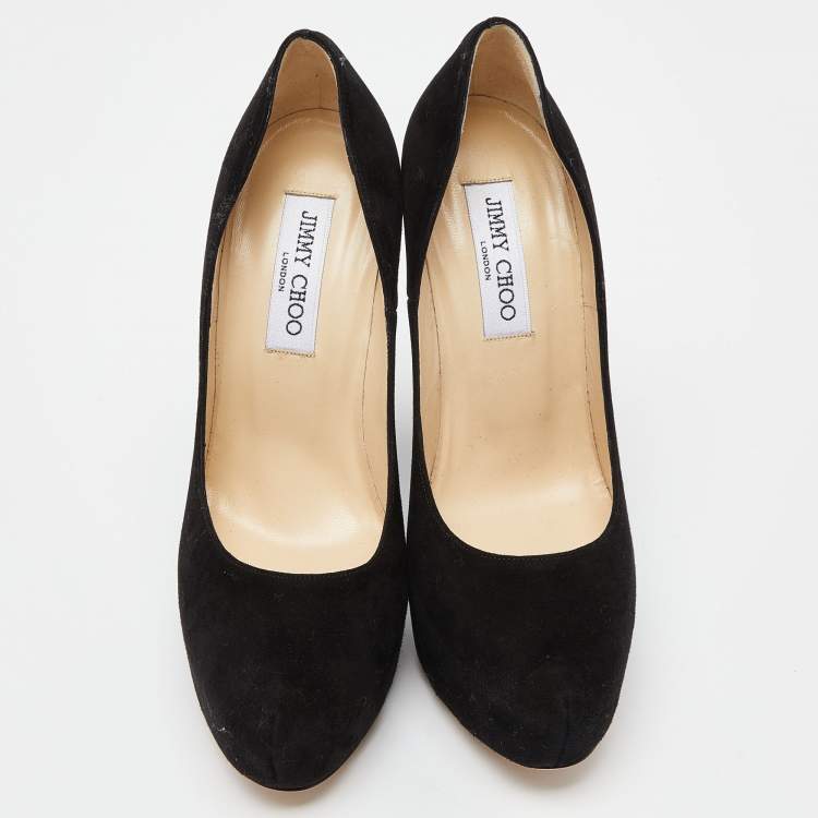 Pre Owned Jimmy Choo Black Suede Esam Crystal Embellished Pumps Size 39