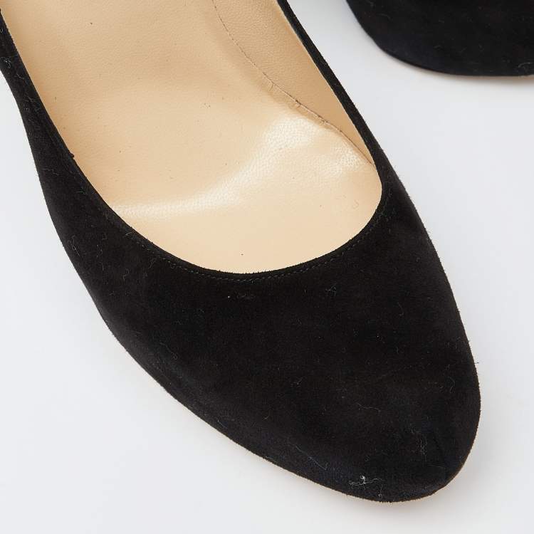 Pre Owned Jimmy Choo Black Suede Esam Crystal Embellished Pumps Size 39