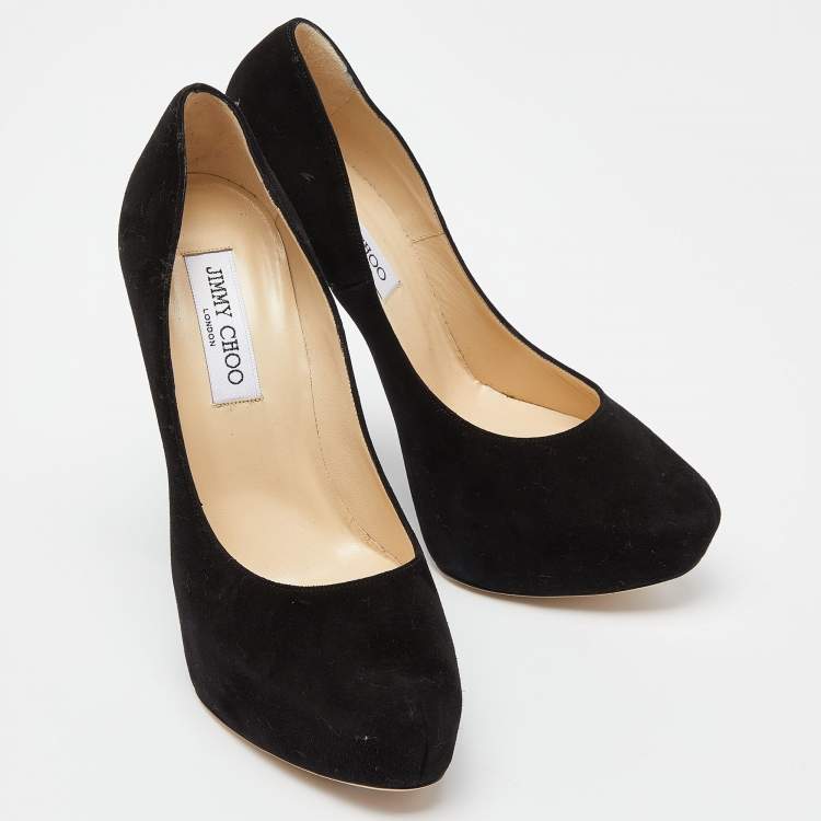 Pre Owned Jimmy Choo Black Suede Esam Crystal Embellished Pumps Size 39