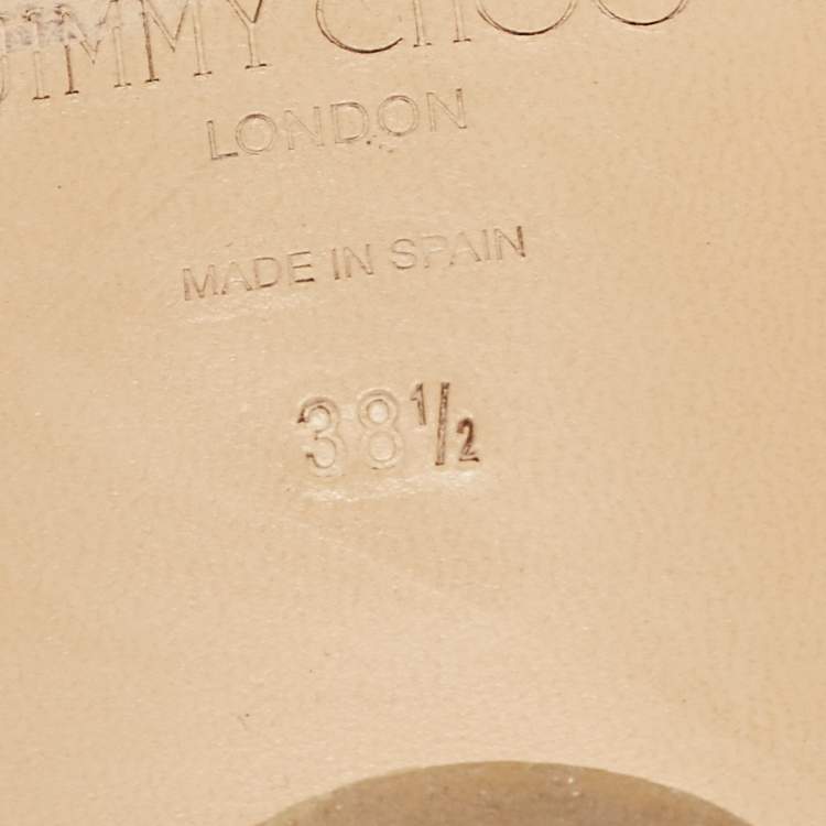Pre Owned Jimmy Choo Gold Glitter Nanda Flat Slides Size 38.5