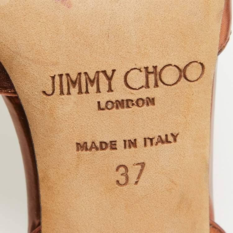 Pre Owned Jimmy Choo Metallic Leather Tilly Slingback Pumps Size 37