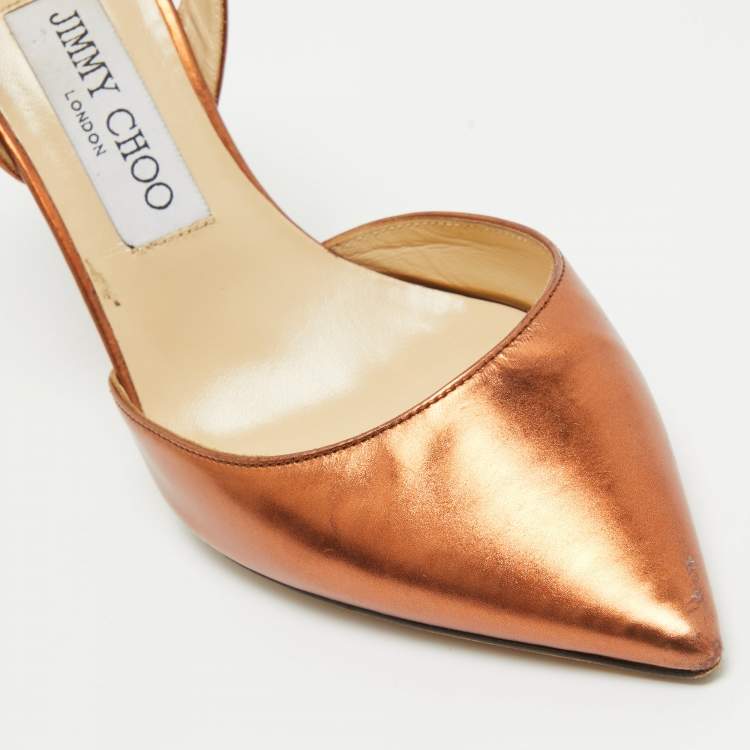 Pre Owned Jimmy Choo Metallic Leather Tilly Slingback Pumps Size 37