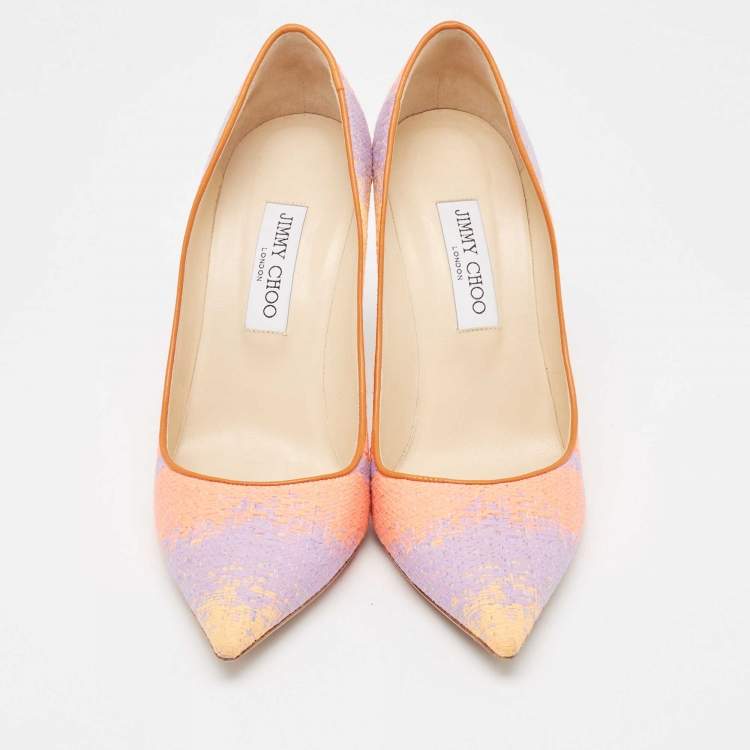 Pre Owned Jimmy Choo Multicolor Knit Fabric Abel Pumps Size 41