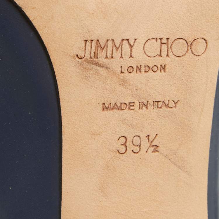 Pre Owned Jimmy Choo Navy Blue Leather Theresa Sandals Size 39.5