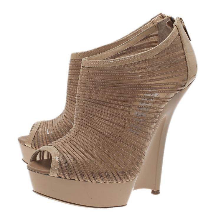 beige platform booties