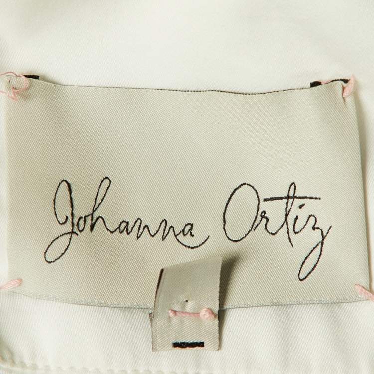 Pre Owned Johanna Ortiz White Cotton Tulum Off-the-Shoulder Top M