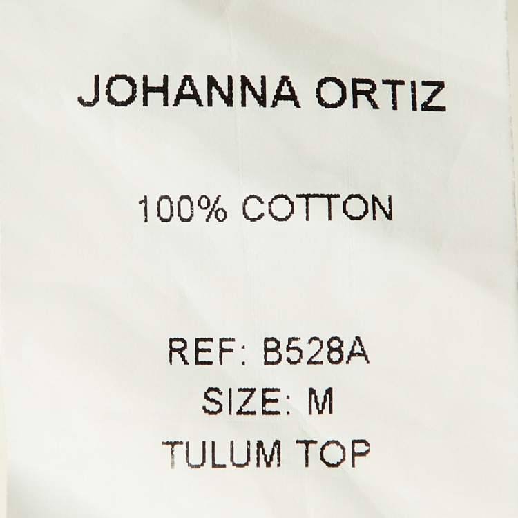 Pre Owned Johanna Ortiz White Cotton Tulum Off-the-Shoulder Top M