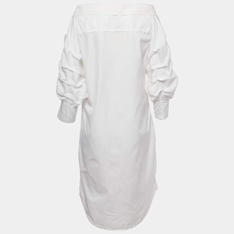 Pre Owned Johanna Ortiz White Cotton Button Front Jo March Dress S