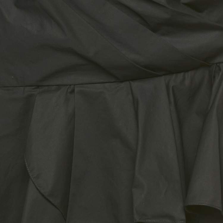 Pre Owned Johanna Ortiz Black Ruffled Asymmetric One-Shoulder Top M